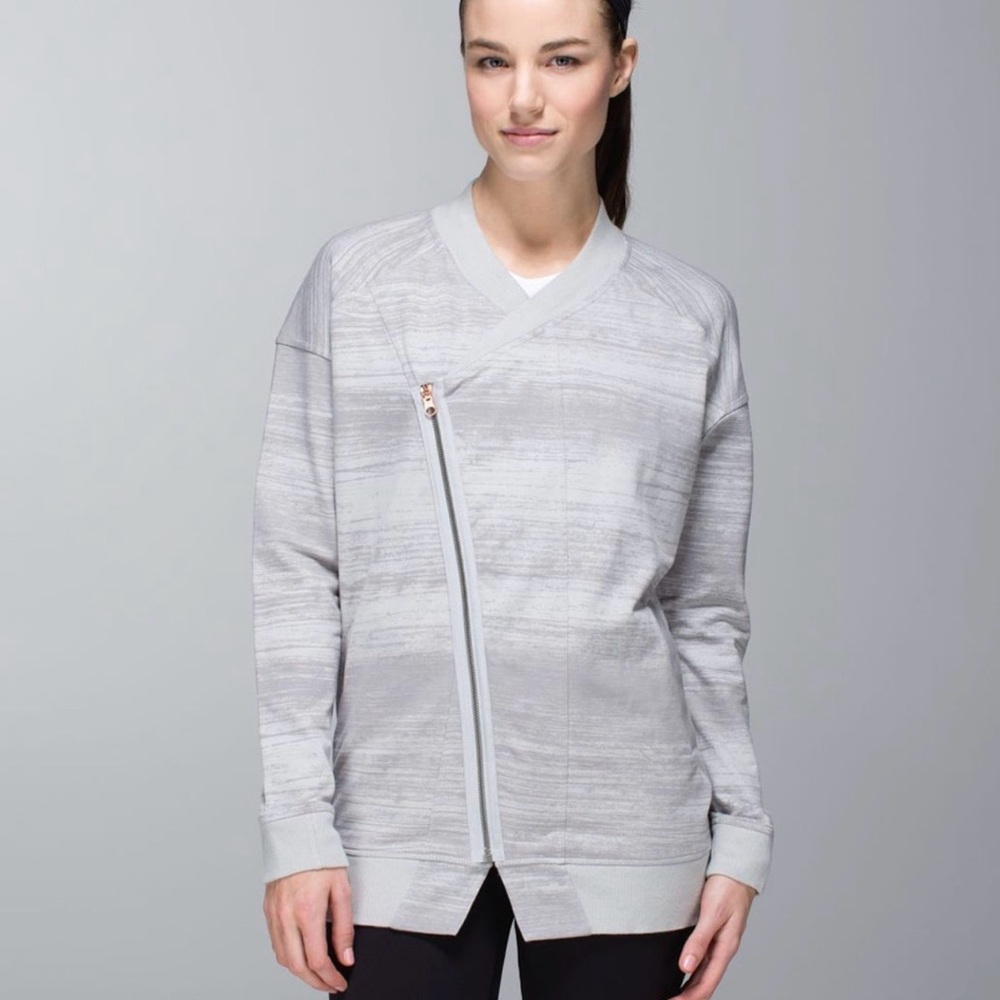 RARE! Lululemon Mula Bundle Wrap Zip-Up Womens Righteous Stripe Jacket Sz 8 EUC
